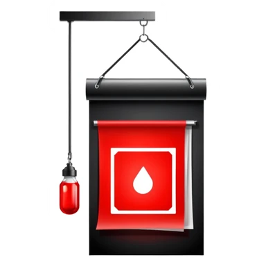 Darkroom with red safelight and hanging film negatives drying sticker