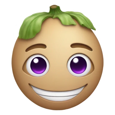 Smiling emoji with egg plant eyes  sticker