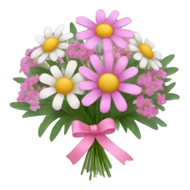 Wildflower bouquet with pink ribbon tied around it sticker