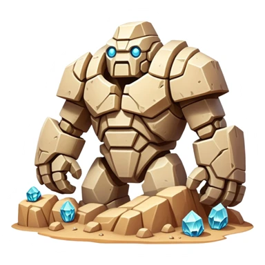 A sentient sandstone colossus with hollow chambers inside its body where rare geometric crystals grow, able to reshape its limbs and filter the desert winds through its porous form to extract moisture. sticker