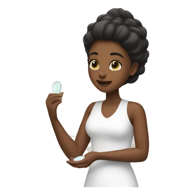 Girl putting on skin care sticker