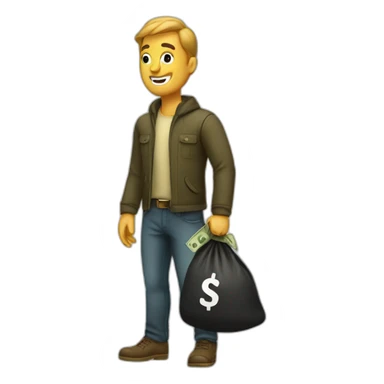 man with money bag sticker
