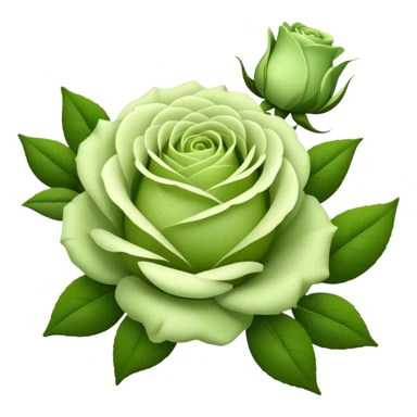 big bouquet Soft Green Tea Rose flower and bud, luxuriant, leaf, bud sticker