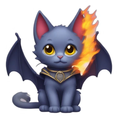 Fire cat wear bat wings sticker