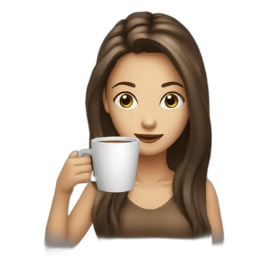 coffee drinking long haired blue eyed woman sticker