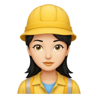 black haired women with yellow hat sticker