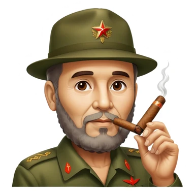 Fidel Castro with a cigar sticker