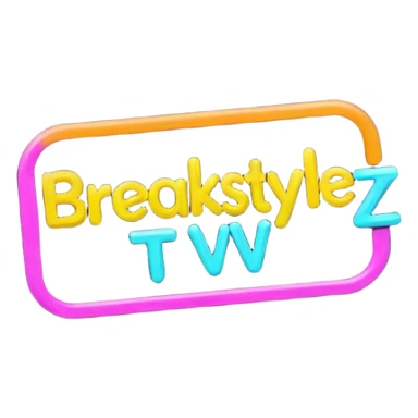 un gif texte qui défile  "BREAKSTYLEZ TV"  change de couleur sur fond noir sticker