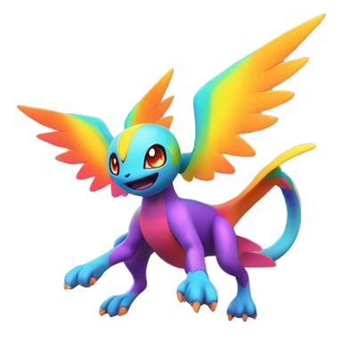 Colorful Neon Colors Vibrant Colors Flying Futuristic Fakémon-Pokémon-Creature Full Body sticker