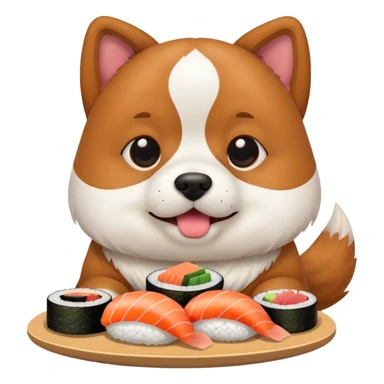 Dog eating sushi sticker