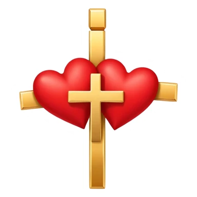 Two red hearts united by a gold cross  sticker