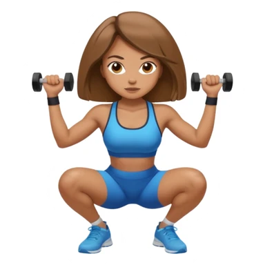 Beautiful woman with light brown shoulder length hair popping a squat without any weights sticker