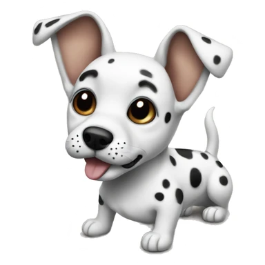 dog with large ears, black muzzle and black spots on a white body sticker
