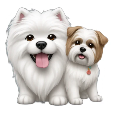 Samoyed dog and shih tzu dog playing sticker