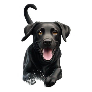 Black lab playing in a lake sticker