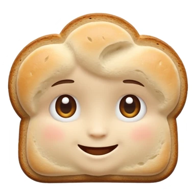 Friendly bread emoji avatar, cute and minimalistic style, warm eyes and gentle smile, flat design, soft shapes, clean modern look, highly recognizable at small sizes, centered composition, transparent or solid background, app icon quality. sticker