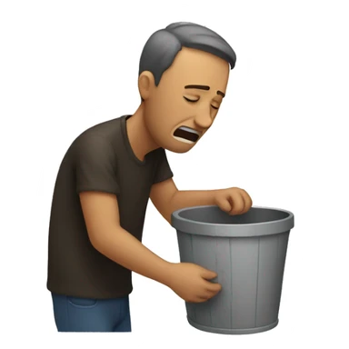 man crying into a bucket sticker