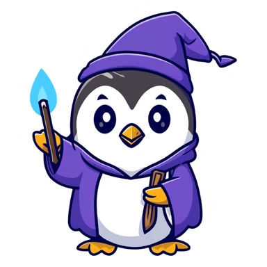 penguin casting magic spells sticker