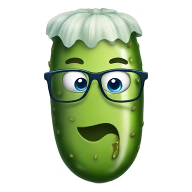 A pickle with blue eyes, wearing glasses sticker