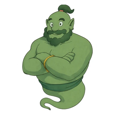 ghibli style green genie sticker