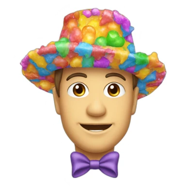 chapeau qui jette des confettis et des arc en ciel sticker