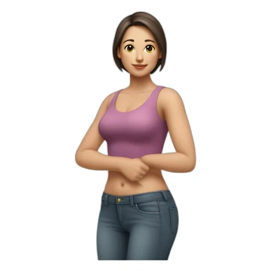 mujer cuerpo entero con brazo levantado fotorealista sticker