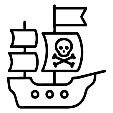 outlined pirate ship icon sticker