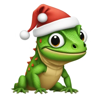 lizard wearing a santa hat sticker