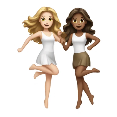 2 white girls with brunette hair dancing   sticker
