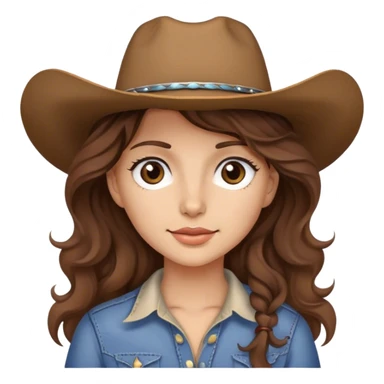 girl with a cowgirl hat brown wavy hair and brown eyes sticker