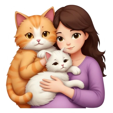 pregnant woman hugging cat sticker