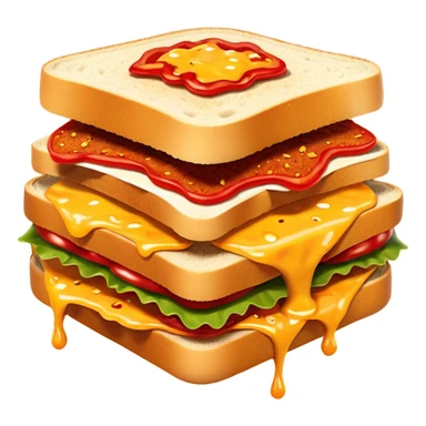 extra spicy sucuk sandwich object icon, crispy toasted bread, lots of spicy sucuk slices, dripping melted cheese, hot chili sauce, red pepper flakes, spicy steam effect, 3D cartoon, mobile game icon style, clean background, no text, no watermark
 sticker