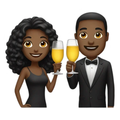 black couple toasting glasses sticker
