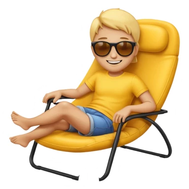 cool emoji lounging on a chair, sunglasses, relaxed smile sticker