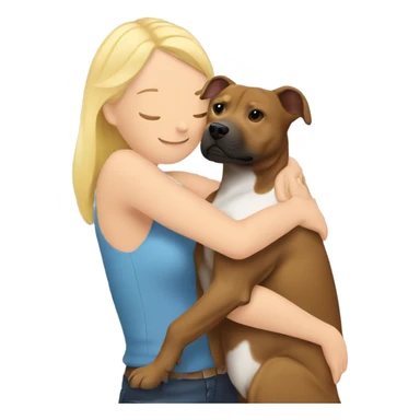 Staffy dog hugging blonde woman  sticker