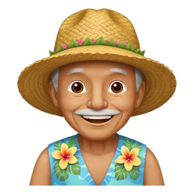hawaiian old man with hat sticker