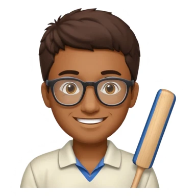 Brown Guy with glasses who likes to play cricket sticker