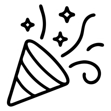 outlined party popper icon sticker