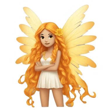 big wings, marigold, Beautiful, fairy, gold, orange, long hair sticker