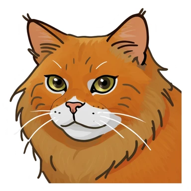 A fluffy orange cat sleeping in bed sticker