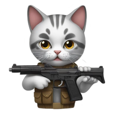 cat with guns sticker