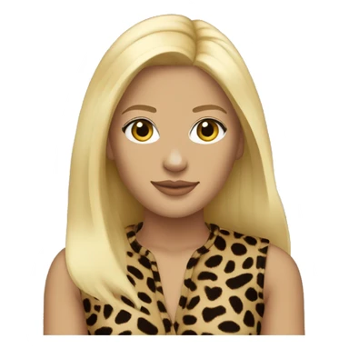 jumpsuit leopard print, blonde straight hair sticker