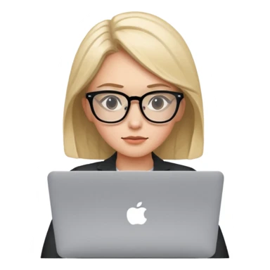 create emoji of her coding and looking at her macbook sticker
