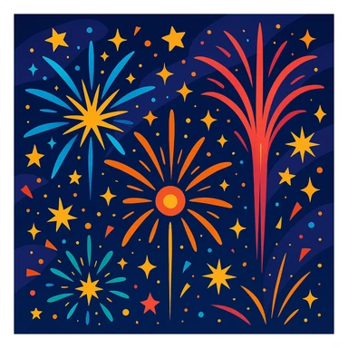 magic fireworks, vibrant, sparkling, fantasy style sticker