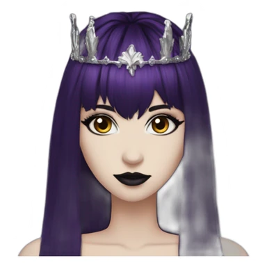 Elissabat-with-bangs-long-hair-dark-purple-and-black-vampire-goth-makeup-crown sticker