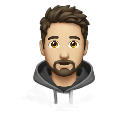 White man with dark hair and a goatee beard wearing hoodies sticker