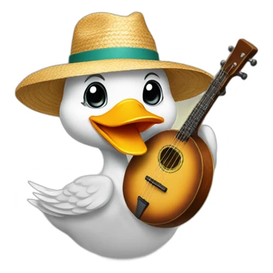 duck wearing a straw hat playing a banjo sticker
