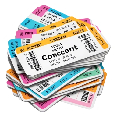 thousands of concert tickets stacked up sticker