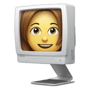 Computer with the splitted screen on it and a video call sticker