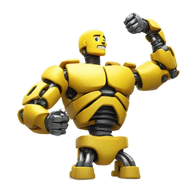 Flexing yellow mechanical cyborg bicep with shocks attached to arm sticker